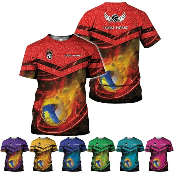Personalized Name Volleyball Shirts 3D for Men and Women, Volleyball Shirt for Volleyball Lover, Unisex Tee Shirt (Red, L)