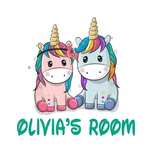 Personalized Name Wall Sticker - Girls Room Decor Unicorn Vinyl Wall Decal - Art Decor - Peel and Stick Wall Decals- Nursery, Playroom ,Bedroom Wall Sticker -Size : 30" x 30".