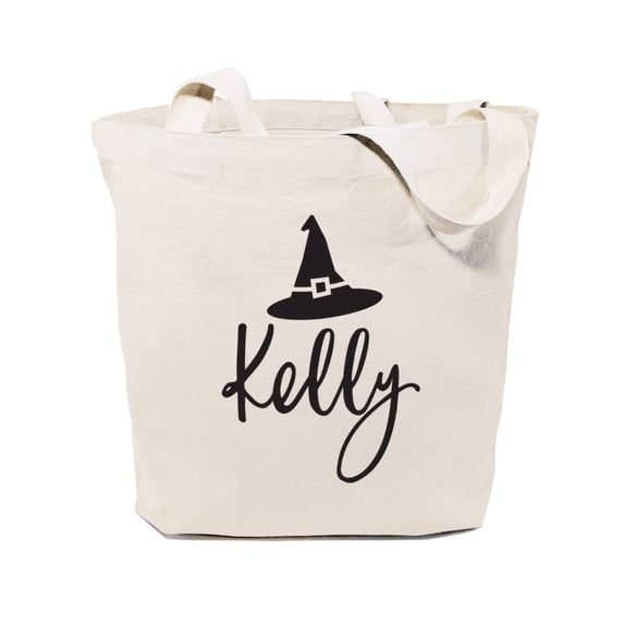 Personalized Name Witch Cotton Canvas Tote Bag