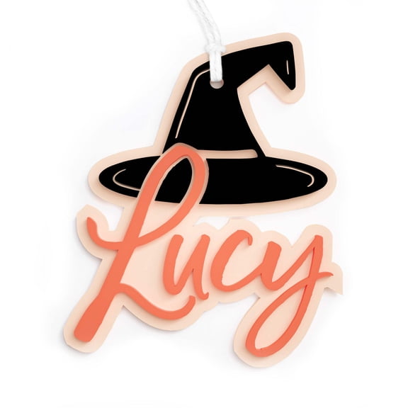 Personalized Name Witch Hat Acrylic Gift Tag
