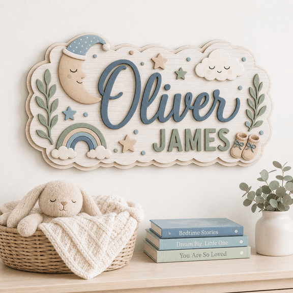 Personalized Name Wooden Sign Nursery Wall Decor