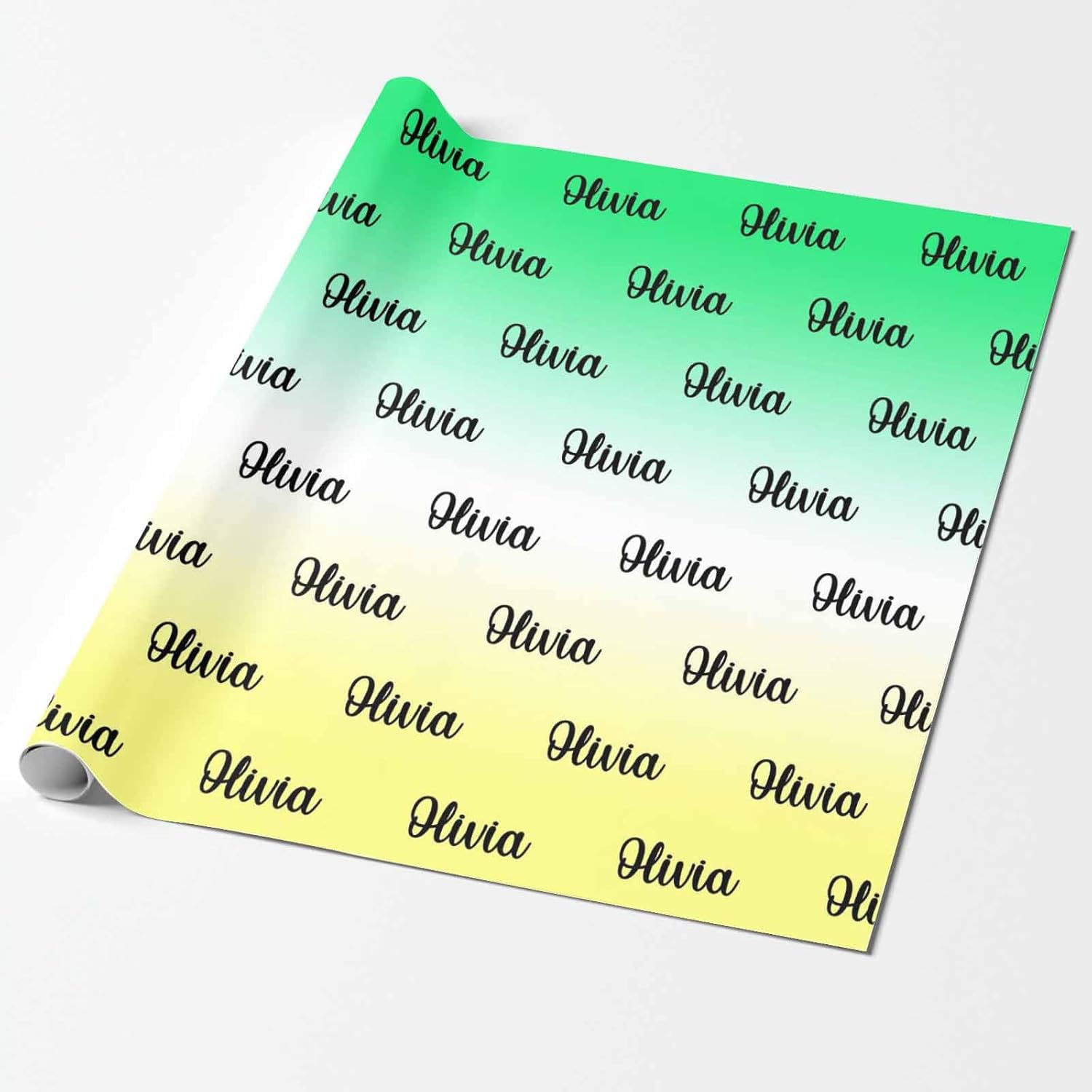 Personalized Name Wrapping Paper Roll Custom Green And White Gift ...