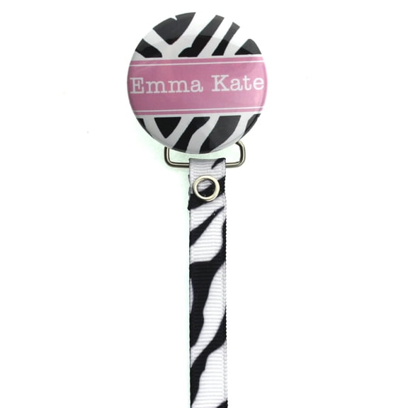 Personalized Name Zebra Pacifier Clip