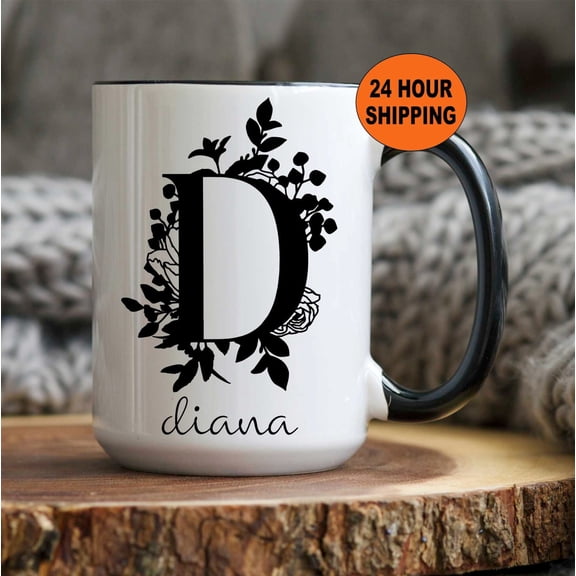 Personalized Name and Initial Mug Coffee Cup Name Mug With Initial Personalized Mug with N