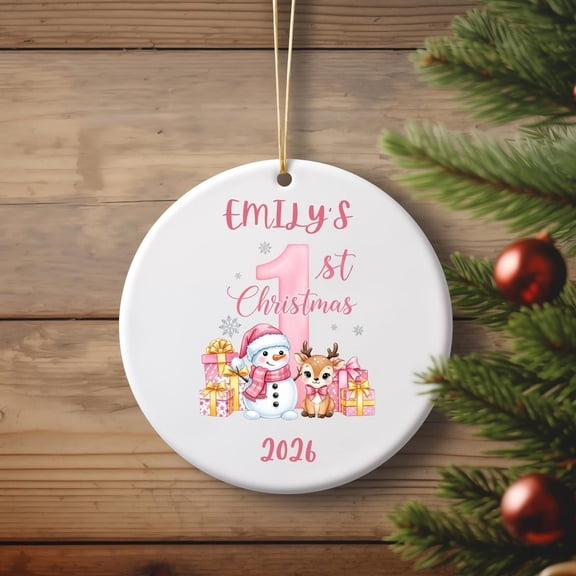 Personalized Name’s First Holiday Ornament, Custom Name 1st Year Keepsake Decoration