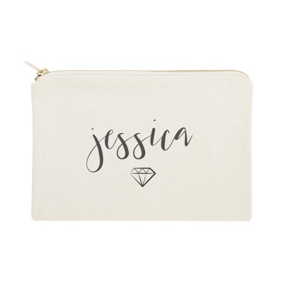 Personalized Name with Diamond Cosmetic Bag and Travel Make Up Pouch