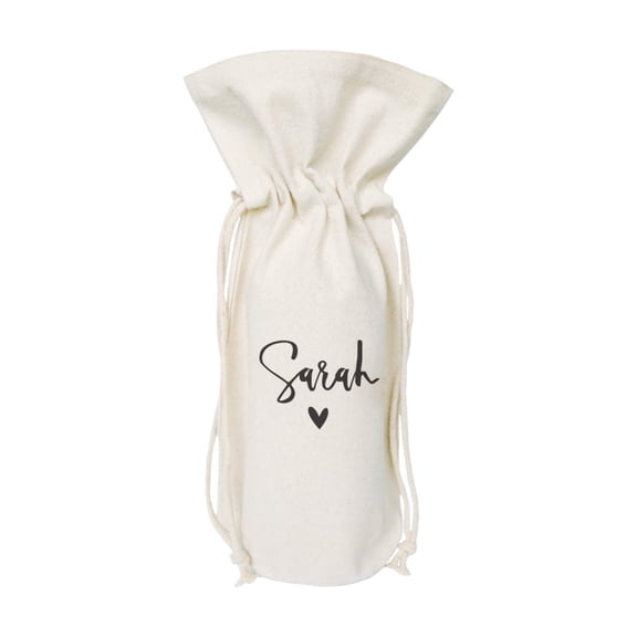 Personalized Name with Heart Canvas Wine Bag