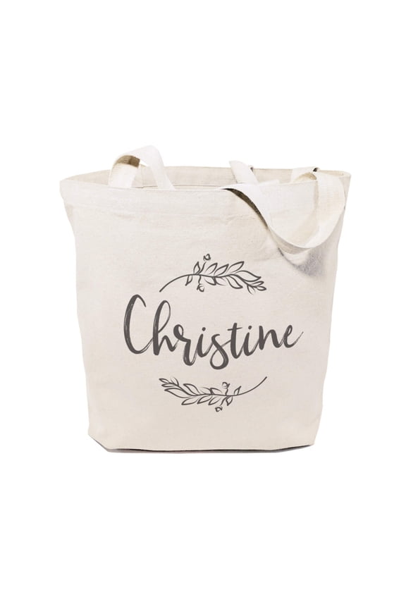 Personalized Name with Vine Cotton Canvas Tote Bag