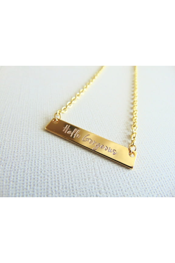Personalized Nameplate Necklace, custom engraved name Bar necklace