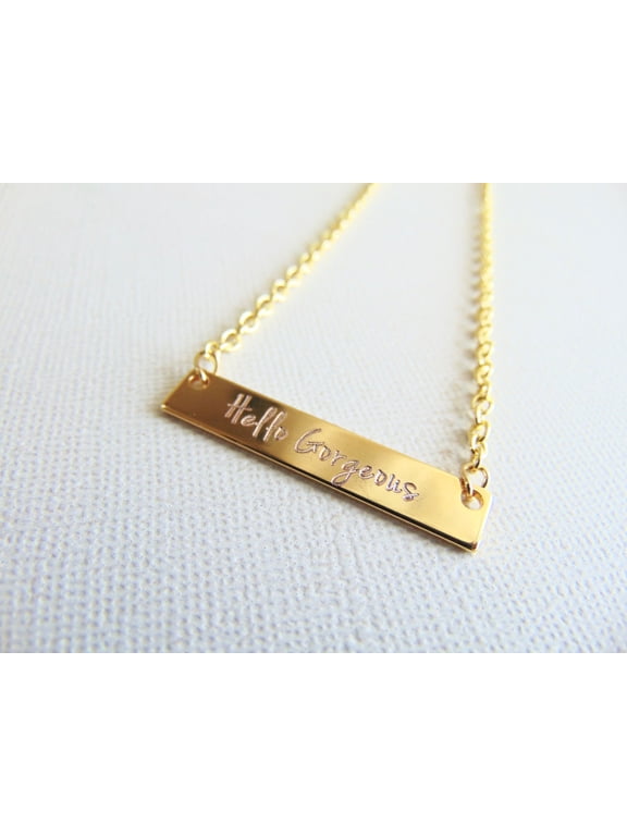 Personalized Nameplate Necklace, custom engraved name Bar necklace