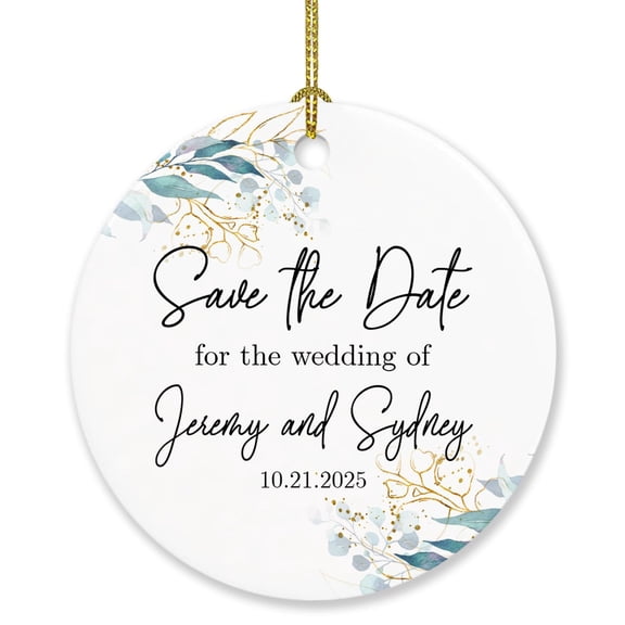 Personalized Names & Date Save The Date for The Wedding of Mr & Mrs Christmas Ornament 2025, Our First Christmas Married Ornament Gifts for Mr Mrs Newlywed Couple, Custom Anniversary Wedding Ornament