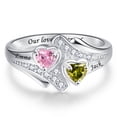 thumbnail image 1 of Personalized Names Infinity Promise Rings for Women 925 Sterling Silver Heart Rings with 2 Simulated Birthstones, 1 of 5