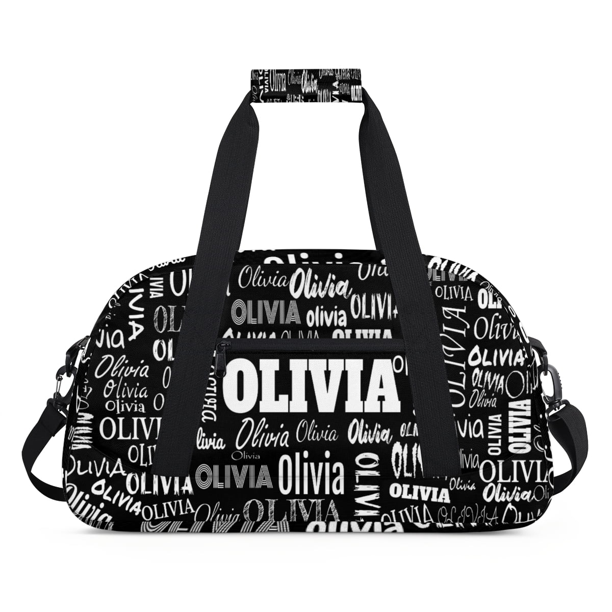 Personalized Names Sport Duffle Bag Kids Teens Travel Weekender Lightweight Bags, Black