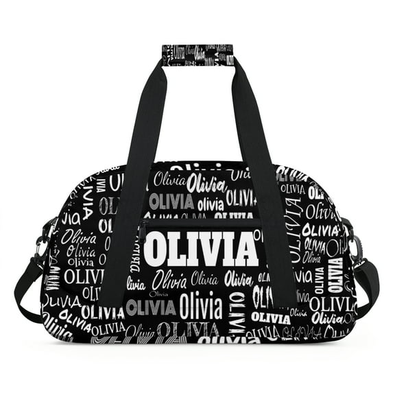Personalized Names Sport Duffle Bag Kids Teens Travel Weekender Lightweight Bags, Black