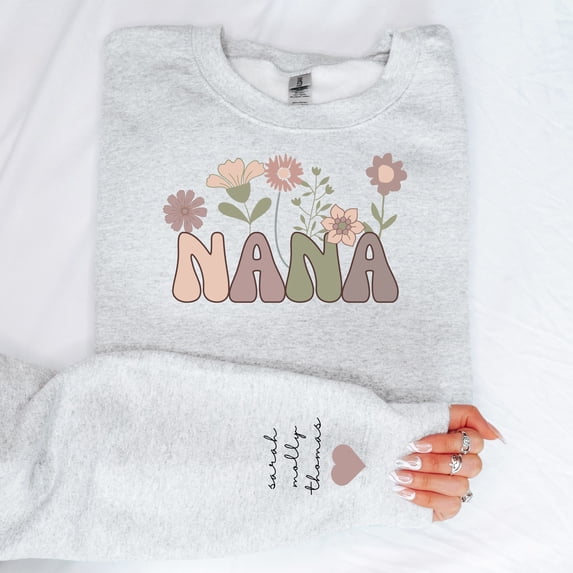 Personalized Nana Mom, Grandma, Mimi Sweatshirt (Ash, X-Large)