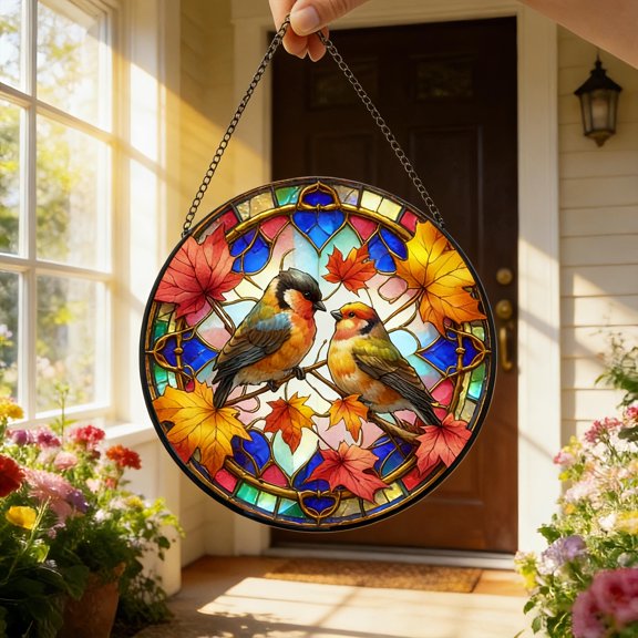 Personalized Nanny's Garden Suncatcher Stained Glass Custom Birth Flower Gift