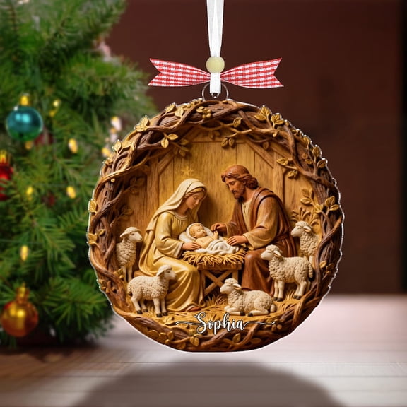 Personalized Nativity Jesus Ornament – Nativity Scene Christmas Decor, Religious Christian Keepsake Celebrating the Birth of Jesus, Meaningful Holiday Ornament Gift 2025