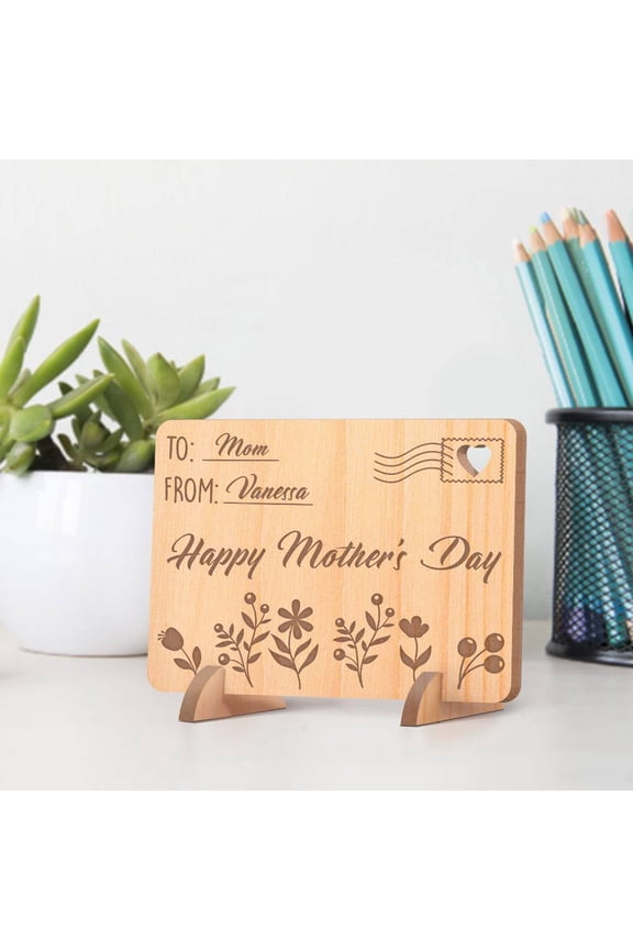 Personalized Nature Inspired Happy Mother's Day Wooden Gift Card