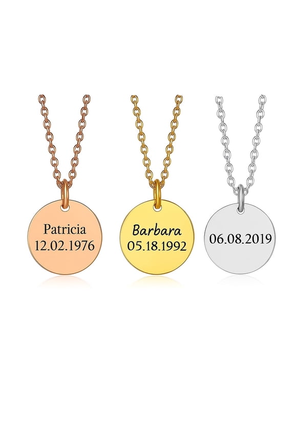 Personalized Necklaces for Women or Men - Custom Necklace for Men or Women Engraved Necklace with Name, Date, or Coordinates – Stainless Steel in Gold, Silver, Rose Gold Color – Gift for Him or Her