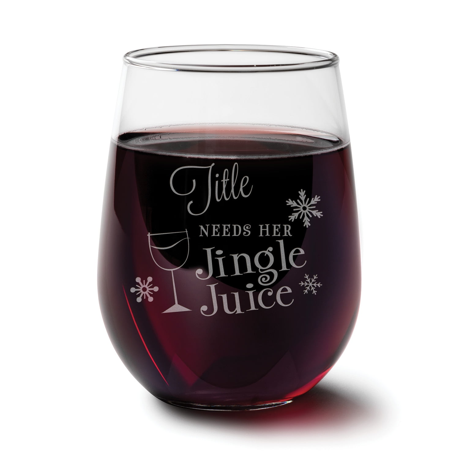 Jogskeor Jingle Juice Christmas Stemless Wine Glass - 15 Oz, Funny Holiday Gift For Friends, Women, Men