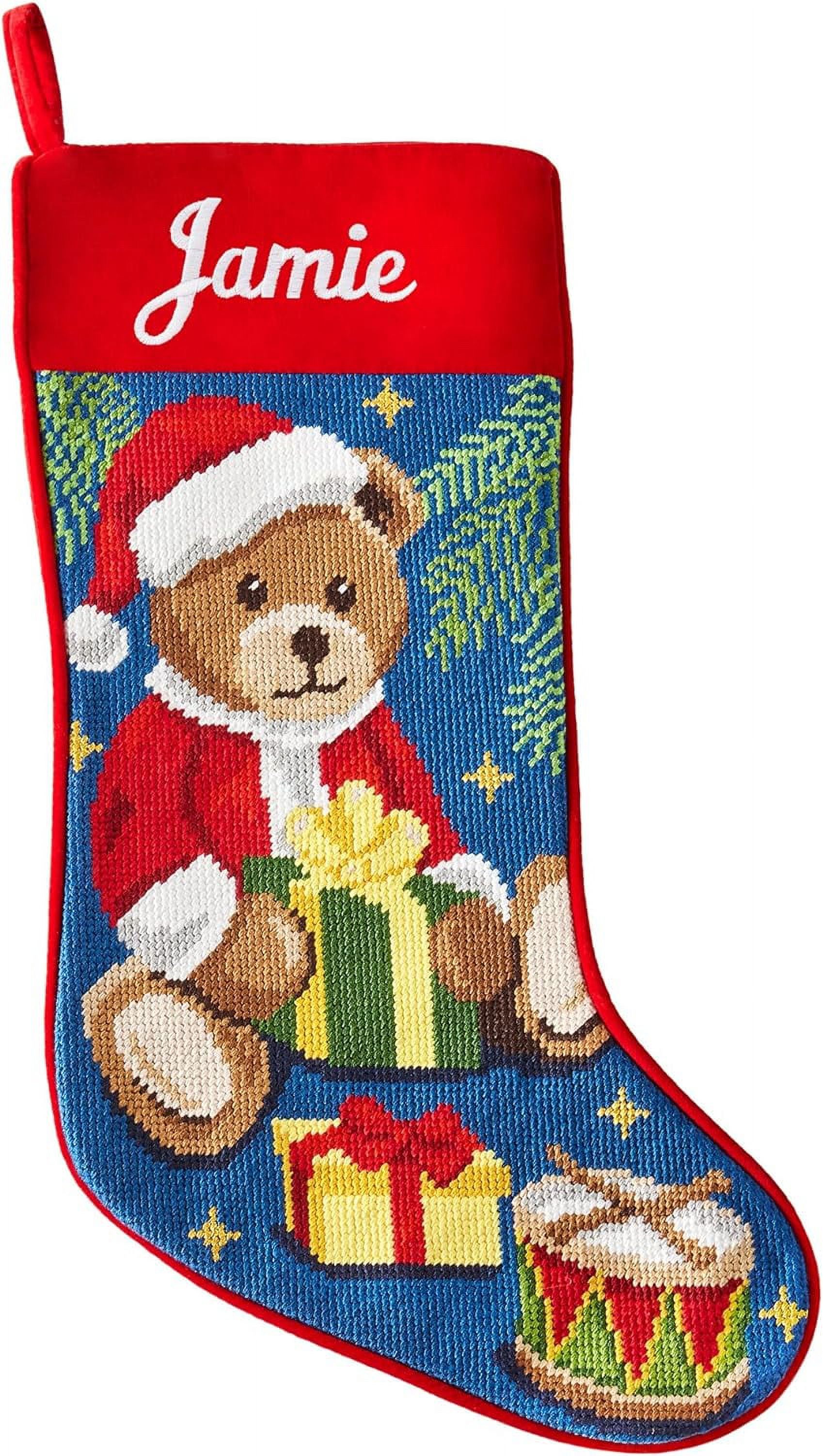 Personalized Needlepoint Christmas Stocking Embroidered Family