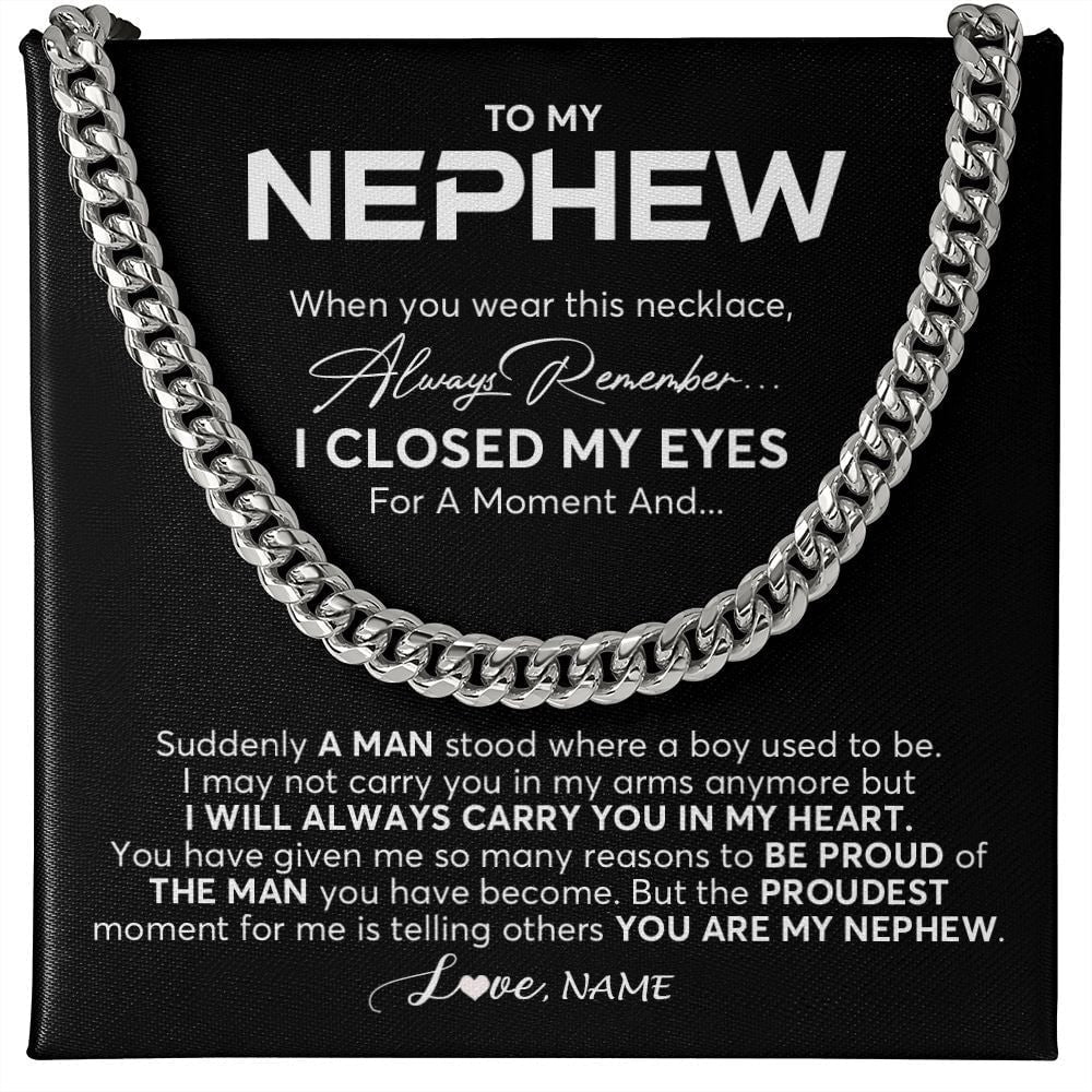 To My Nephew -Always remember Cuban Link Necklace, Card In A Gift Box main image 0