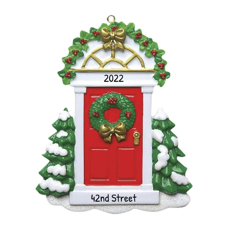 Personalized New Apartment Ornament 2023 - First Christmas In New Home  Ornament 2023, Apartmentwarming Gifts, House Warming Gifts New Home - Red  Door Snowy Trees - Free Customization 