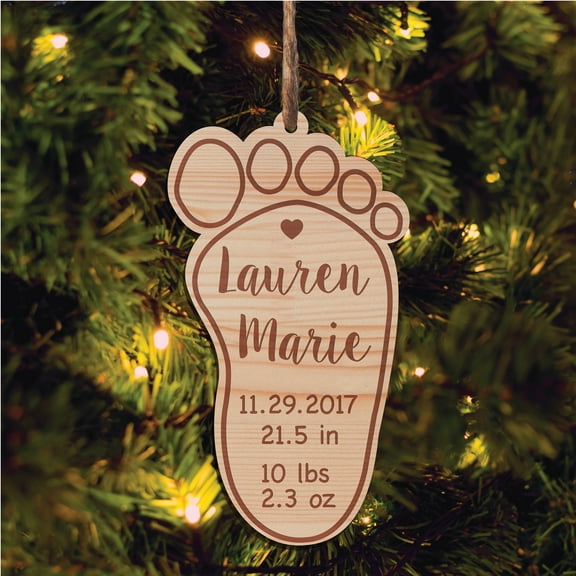 Personalized New Baby Wood Christmas Ornament