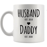 Personalized New Dad Husband Daddy Ceramic Mug Customized Fathers Day From Wife Pregnancy Reveal Wedding Anniversary Valentines Coffee Cup 11oz White Novelty Drinkware 11oz