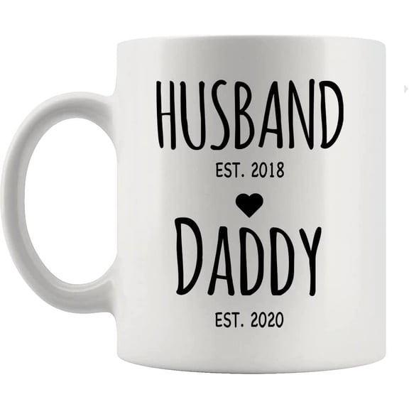 Personalized New Dad Husband Daddy Ceramic Mug Customized Father's Day From Wife Pregnancy Reveal Wedding Anniversary Valentines Coffee Cup 11oz White Novelty Drinkware 11oz