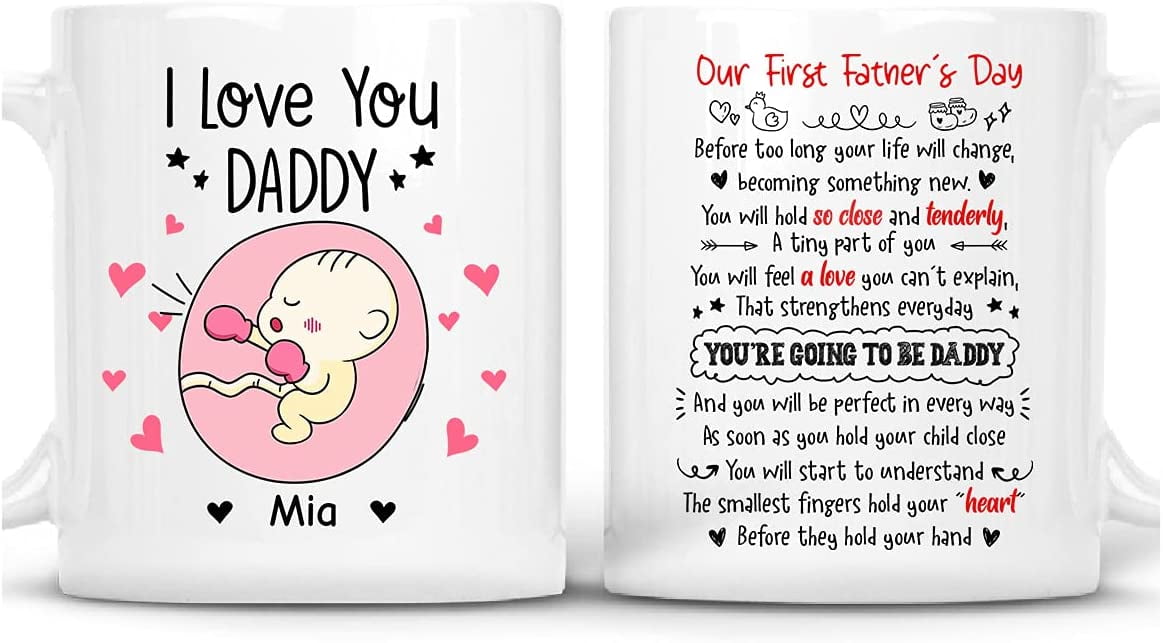 ShinnyWis 2024 New Mom Gifts for Women- Announcements Pregnancy Gifts for First Time Moms, Gender Reveal Gifts for New Parents Mom and Dad Mugs-11oz