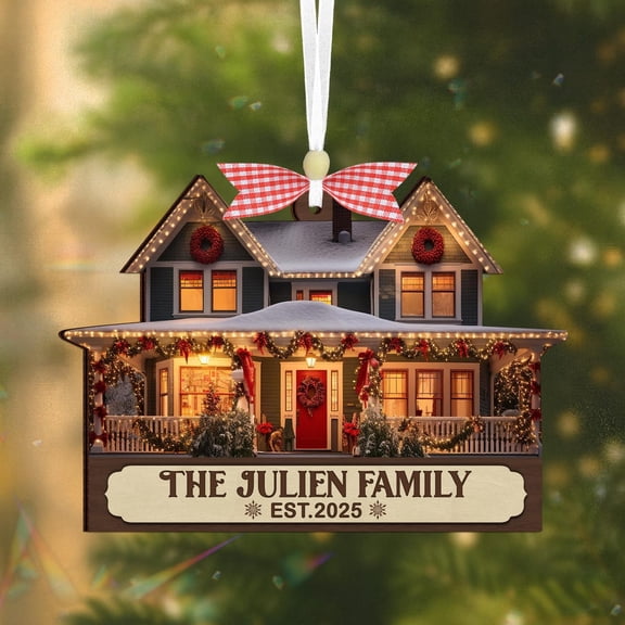 Personalized New Home Christmas Ornament, First Home Photo Ornament, Custom Housewarming Gift, Wooden Home Decor, Realtor Client Gift