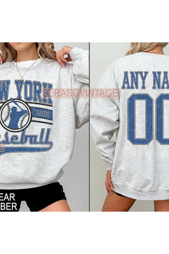 Personalized New York Baseball sweatshirt, New York Crewneck, New York baseball shirt, Custom Baseball, Baseball Number Tee