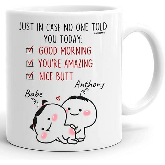 Personalized Nice Butt Couple Coffee Mug Cups 11oz 15oz Birthday Christmas Engagement Anniversary Wedding Gifts For Married Couples Husband Wife Boyfriend Girlfriend Mr & Mrs Custom Name