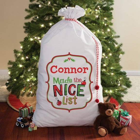 Personalized Nice List Santa Sack, 2 Sizes To Choose From