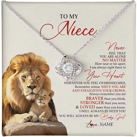 Personalized To My Niece Necklace From, Aunt Auntie Uncle Not Even Time Floral Niece Birthday Graduation Christmas with Customized Message Card and Gift Box, Love Knot Necklace