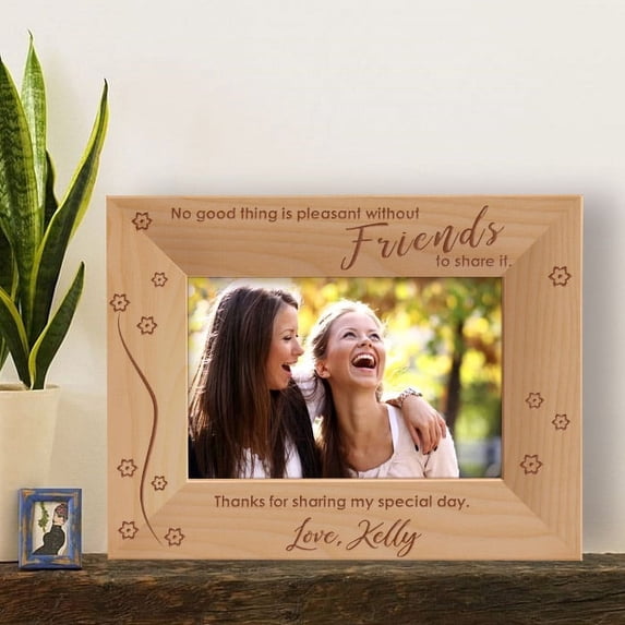 Personalized No Good Thing is Pleasant Without Friends Wooden Picture Frame 6" x 4" Brown