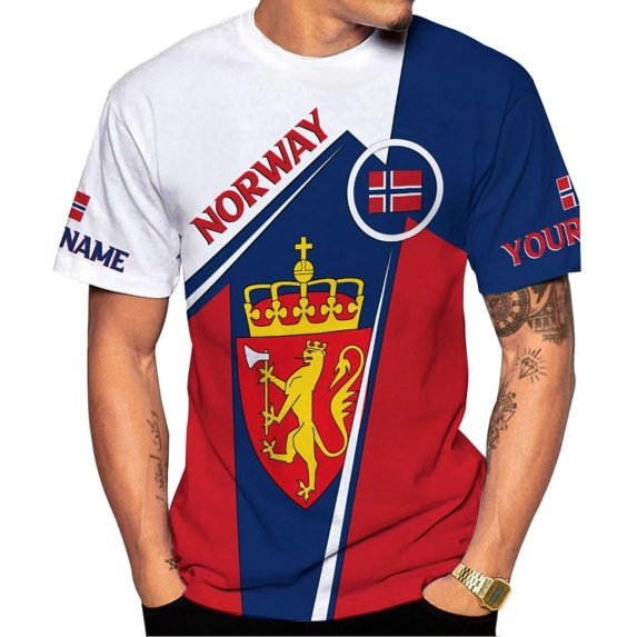Personalized Norway Shirts, Norway Flag Pride T-Shirt, Norwegian Shirt for Men, Norway Short Sleeves T-Shirt S-5XL (NW 9) (T-shirt, 4XL)