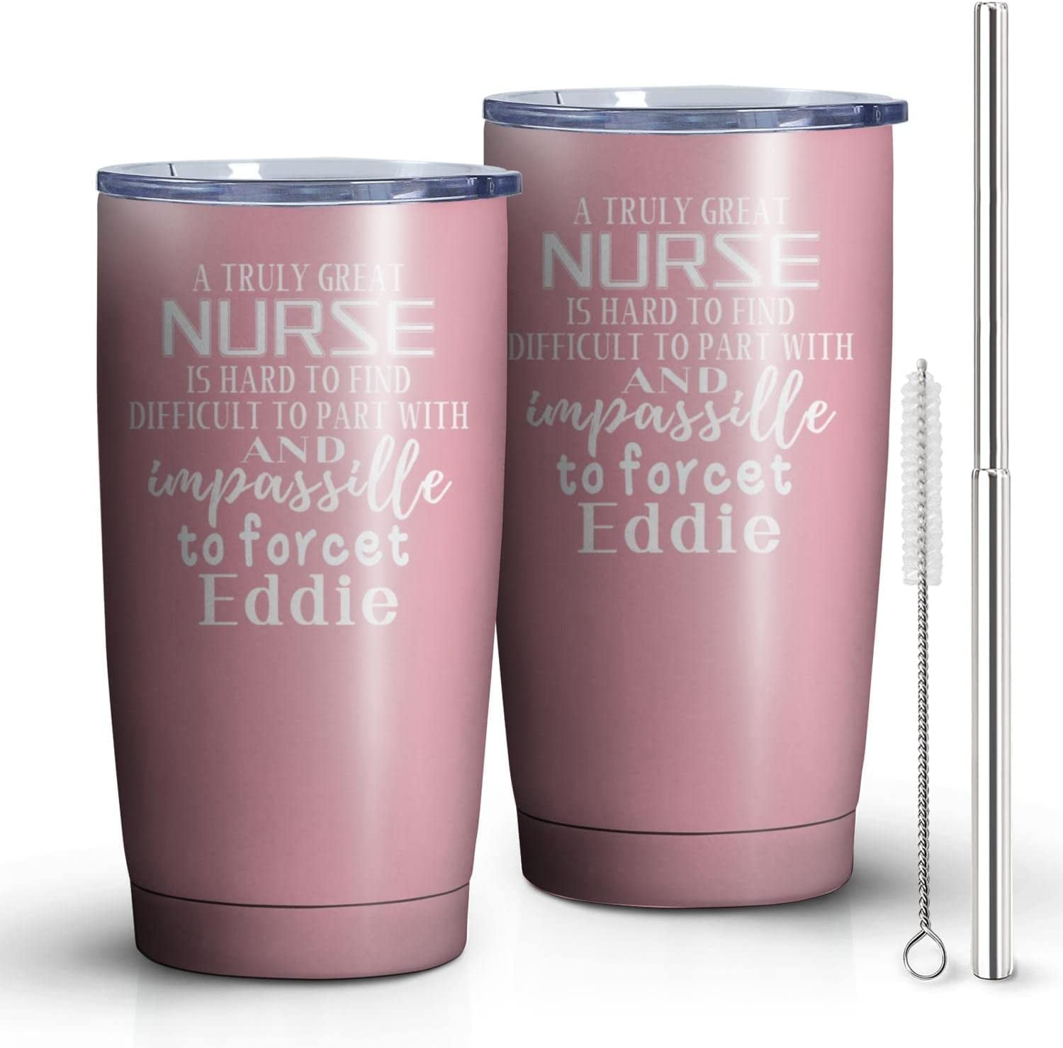 Spoontiques Nurse Stainless Steel Wine Tumbler - Double Wall Insulated With Locking Lid, 14oz Capacity