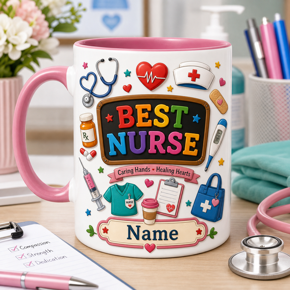Personalized Nurse Mug, Best Nurse Custom Coffee Cup, Nurse Appreciation Gift