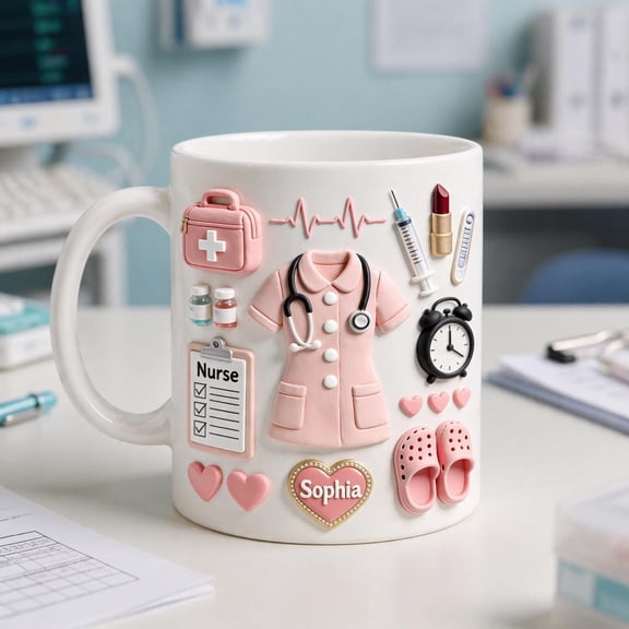 Personalized Nurse Mug Custom Name Nurse Gift Coffee Mug Nurse Appreciation Gift RN Gift Birthday Gift for Nurse Cute Nurse Cup