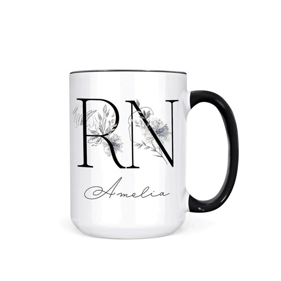 Personalized Nurse Mug Floral RN Gift Medical Graduation