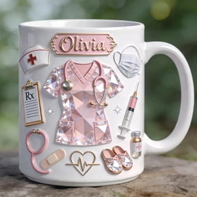 Personalized Nurse Mug with Name, RN Gift, Nurse Appreciation Coffee Mug, Medical Gift for Her