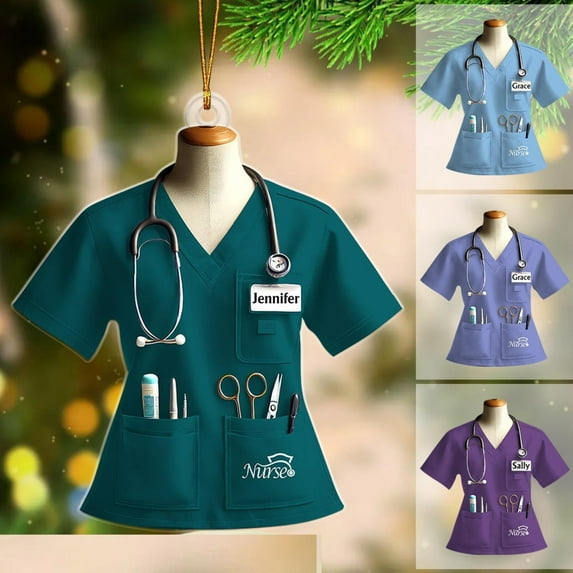 Personalized Nurse Ornament Christmas 2025 for Men Women Nurse, Nurse Christmas Tree Ornament 2025, Custom Name Nurse Ornament Gift for Nurse Assistant RN Christmas, Nurse Gifts (Acrylic, Nurse 7) -
