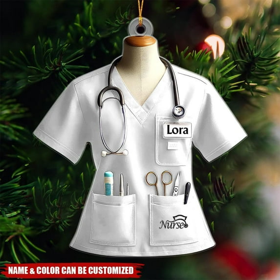 Personalized Nurse Ornament Christmas 2025 for Men Women Nurse, Nurse Christmas Tree Ornament 2025, Custom Name Nurse Ornament Gift for Nurse Assistant RN Christmas, Nurse Gifts (Acrylic, Nurse 7) -