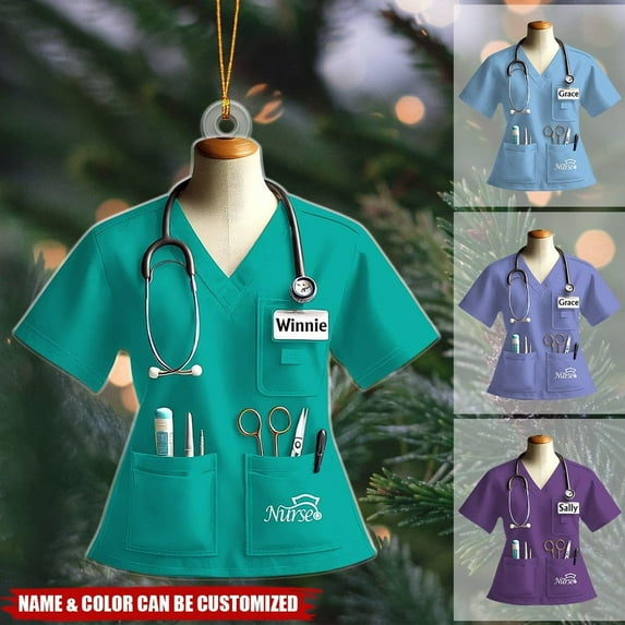 Personalized Nurse Ornament Christmas 2025 for Men Women Nurse, Nurse Christmas Tree Ornament 2025, Custom Name Nurse Ornament Gift for Nurse Assistant RN Christmas, Nurse Gifts (Acrylic, Nurse 7) -