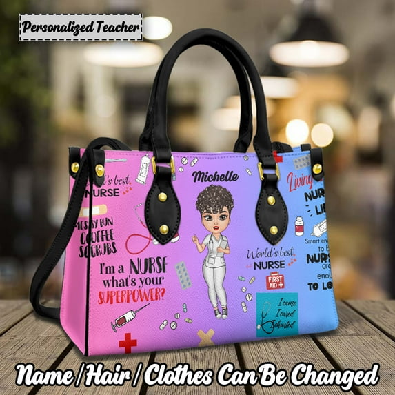 Personalized Nurse Women Top-Handle Leather Ladies Totes Shoulder Bags Female Doctor Casual Messenger Bolsa Feminina