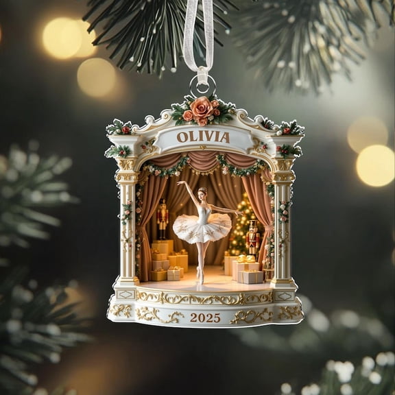 Personalized Nutcracker Ballet Christmas Ornament – Ballerina Stage Ornament, Nutcracker Ballet Gift, Ballet Dancer Xmas Decoration