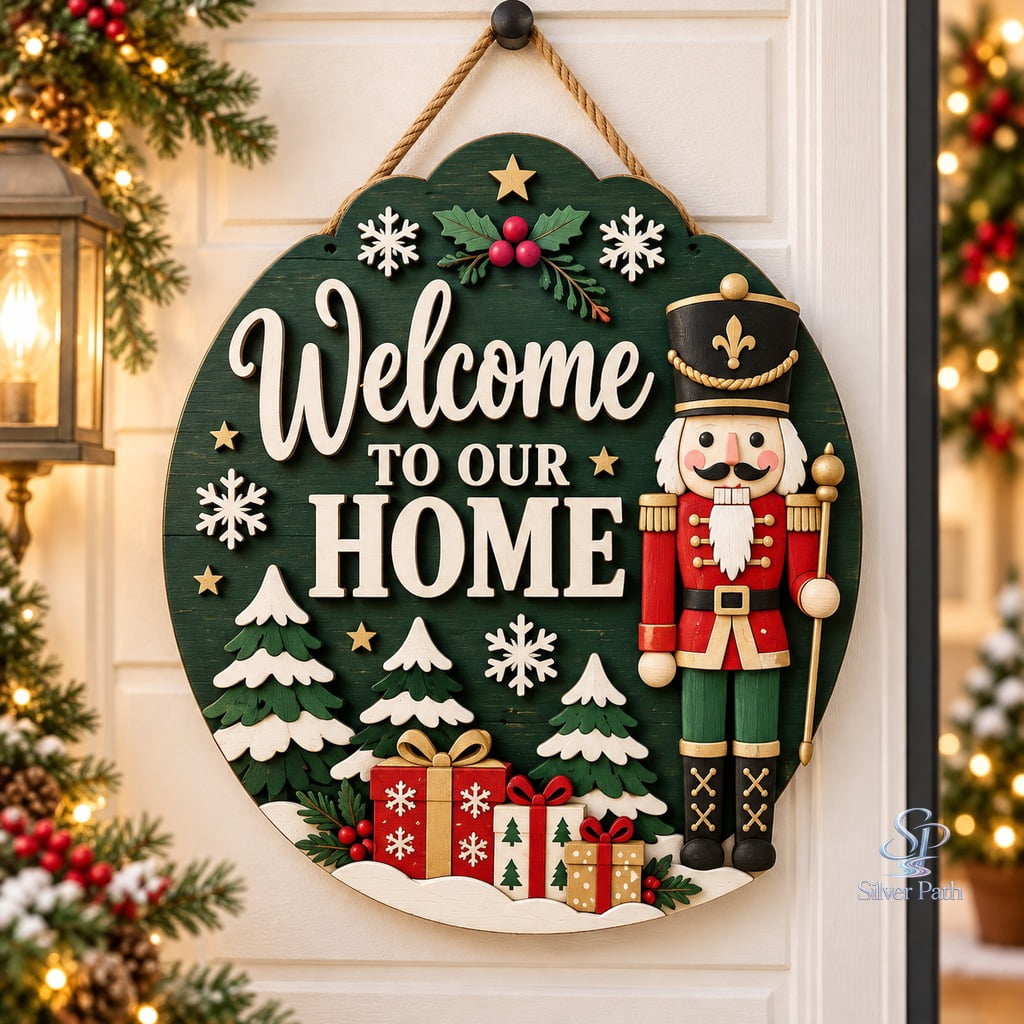 Personalized Nutcracker Christmas Wooden Door Sign, Round Holiday Decor ...
