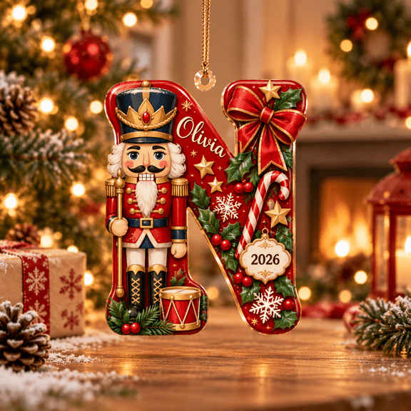 Personalized Nutcracker Initial Christmas Ornament